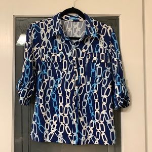 J McLaughlin shirt . Fun pattern. Size medium